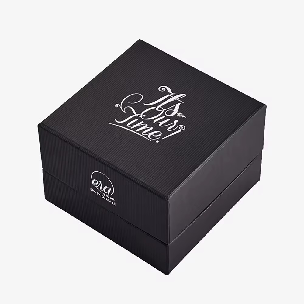 Luxury Texture Paper Packaging Black Lid And Base Rigid Gift Boxes For Watch