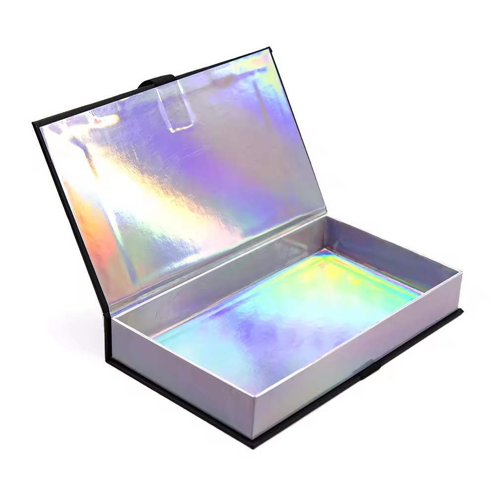 Magnet Rigid Cardboard Hair Extension Bundle Packaging Holographic Gift Box