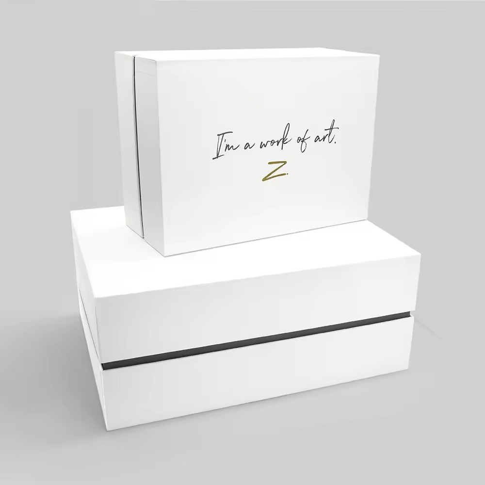 Luxury Rigid Cardboard Packaging White Gift Paper Boxes With Removable Lid