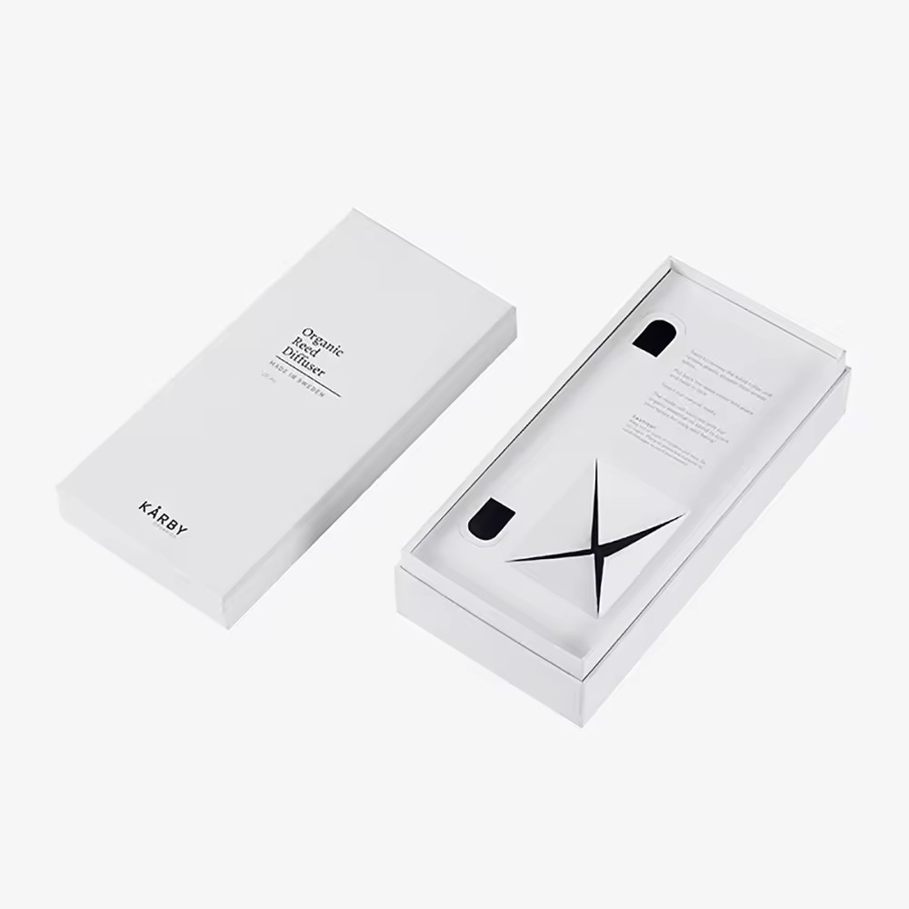 White Essential Oli Packaging Lid And Base Rigid Gift Boxes With Paper Tray