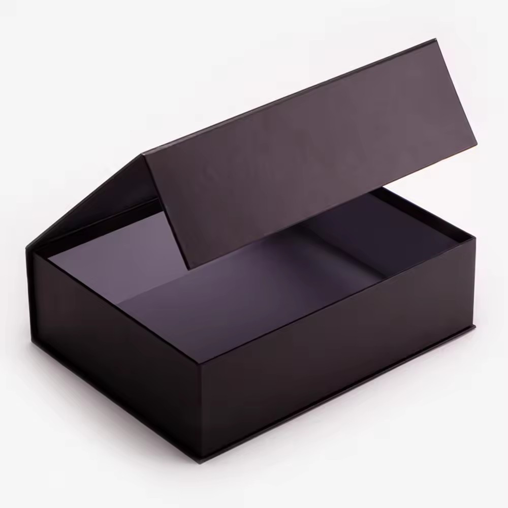 Black Book Shape Style Rigid Magnetic Gift Packaging Box With Foam Insert