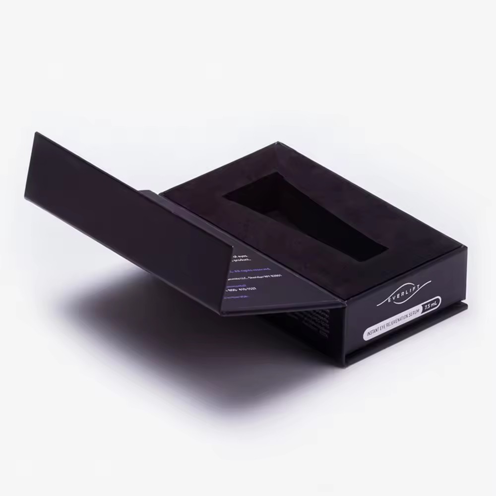 Black Book Shape Style Rigid Magnetic Gift Packaging Box With Foam Insert