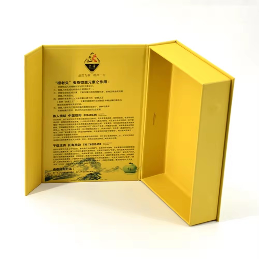 Luxury Grey board Tea Packaging Book Shape Rigid Gift Boxes With Magnetic Closure