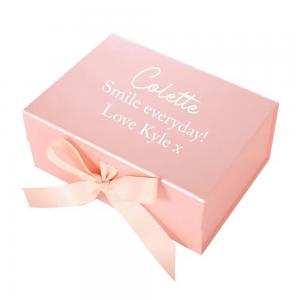 Pink Magnet Medium Rigid Cardboard Paper Packaging Collapsible Ribbon Gift Keepsake Boxes