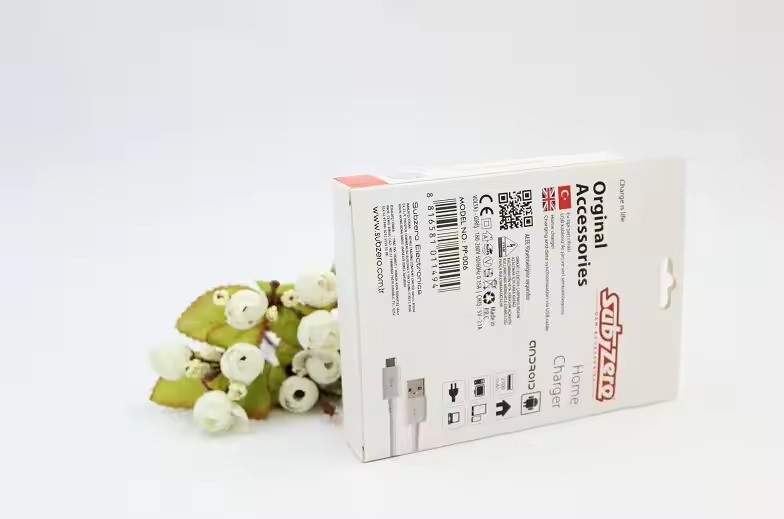 Ivory Board Packaging Wholesale Boxes For Data Charger Line USB Cable