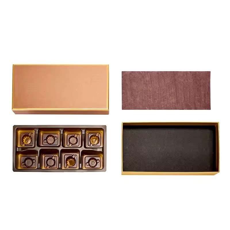 Luxury Chocolate Packaging Boxes Rigid Cardboard Gift Box for Food Stamp Printing for Chocolate Storage