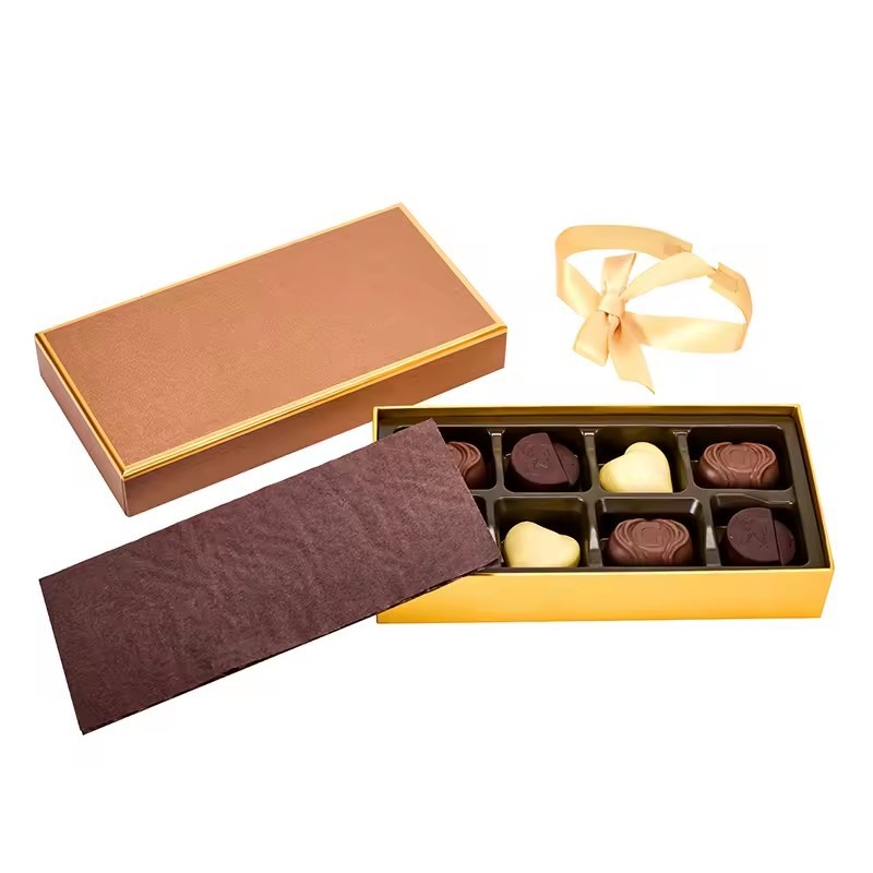 Luxury Chocolate Packaging Boxes Rigid Cardboard Gift Box for Food Stamp Printing for Chocolate Storage