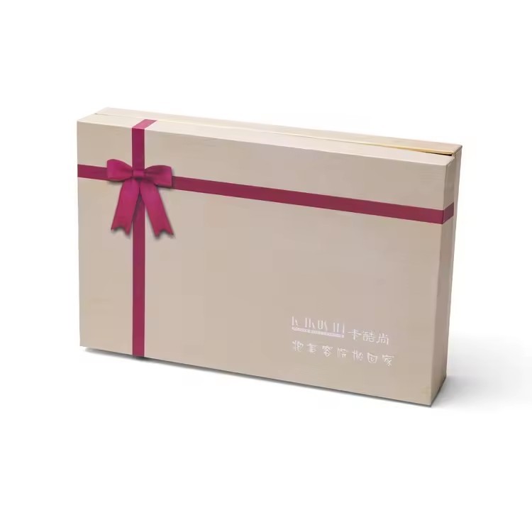 Lid And Base Gift Box Beauty Cosmetic Product Packaging Box With Ribbon