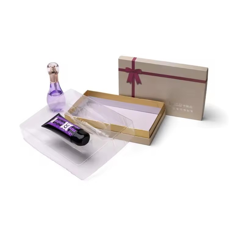 Lid And Base Gift Box Beauty Cosmetic Product Packaging Box With Ribbon