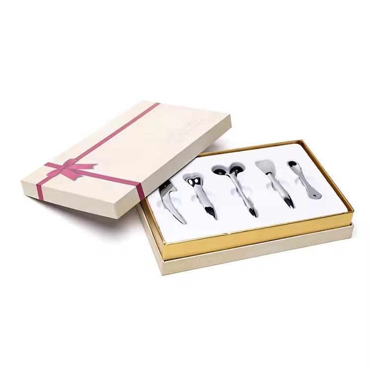 Lid And Base Gift Box Beauty Cosmetic Product Packaging Box With Ribbon