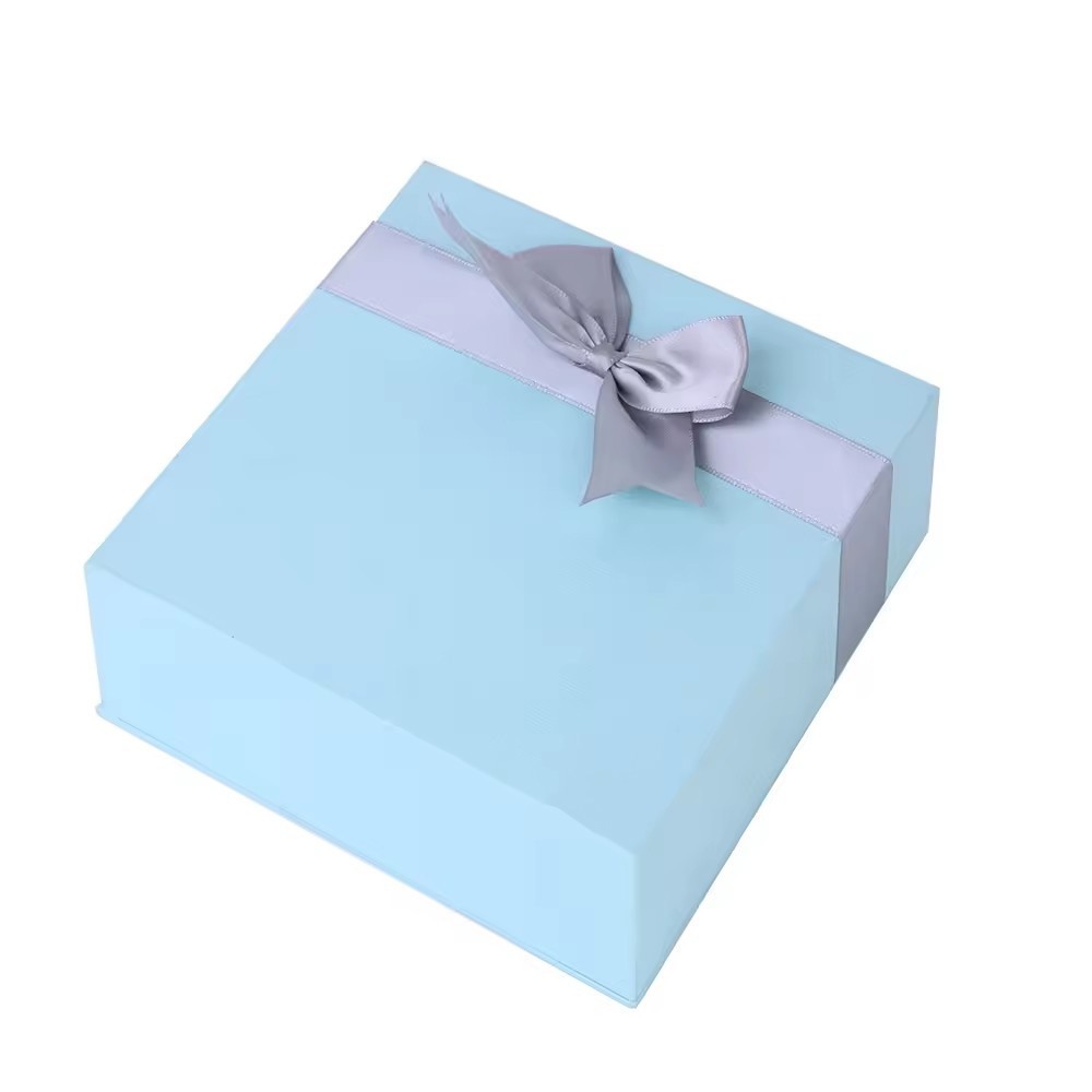 Exquisite Gift Box High-End Jewelry Blue Lid And Base Box With Foam