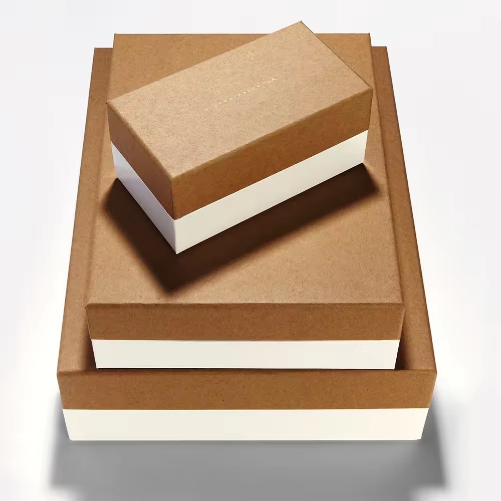 Kraft Paper Grey Board Black And White Packaging Removable Lid Rigid Boxes