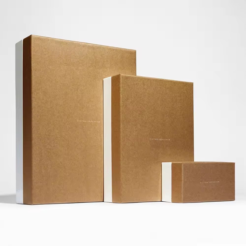 Kraft Paper Grey Board Black And White Packaging Removable Lid Rigid Boxes