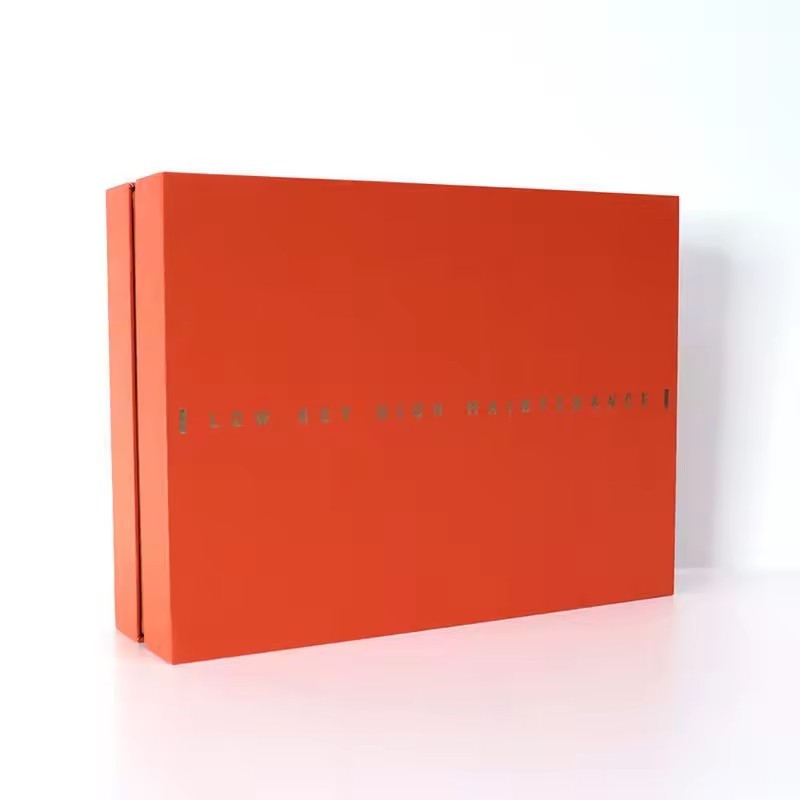 Orange Present Box Gold Foiling Removable Lid Rigid Gift Box for Present