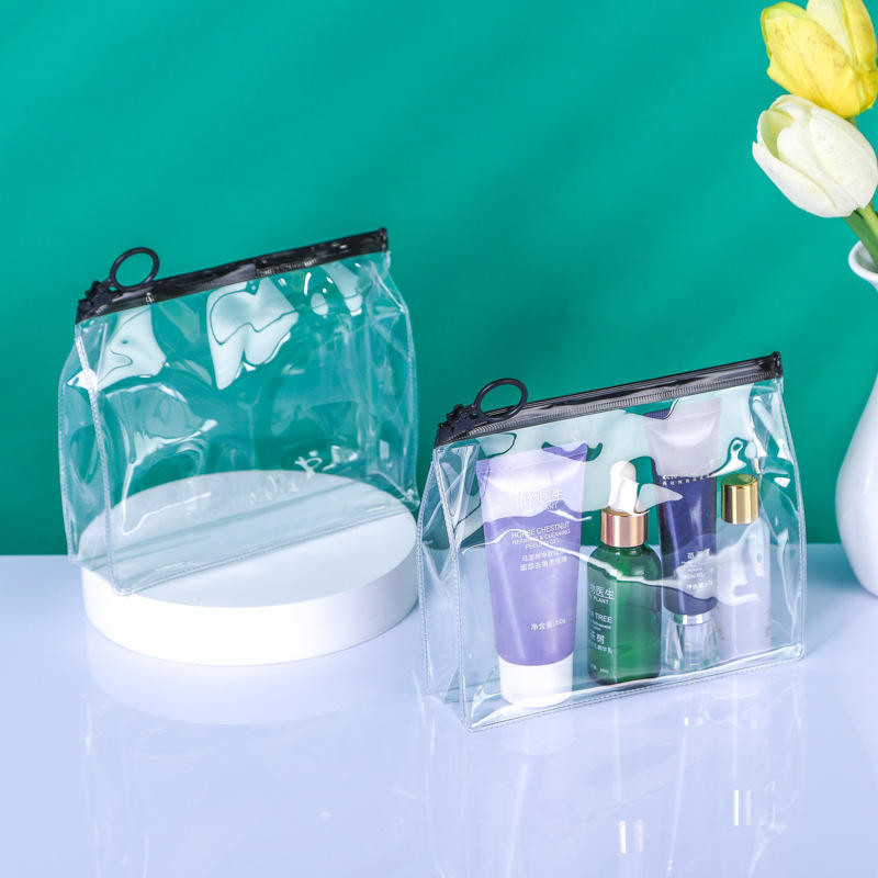 Laser Waterproof Makeup Zip Bag PVC Cosmetic Bag With Plastic Zipper Closure