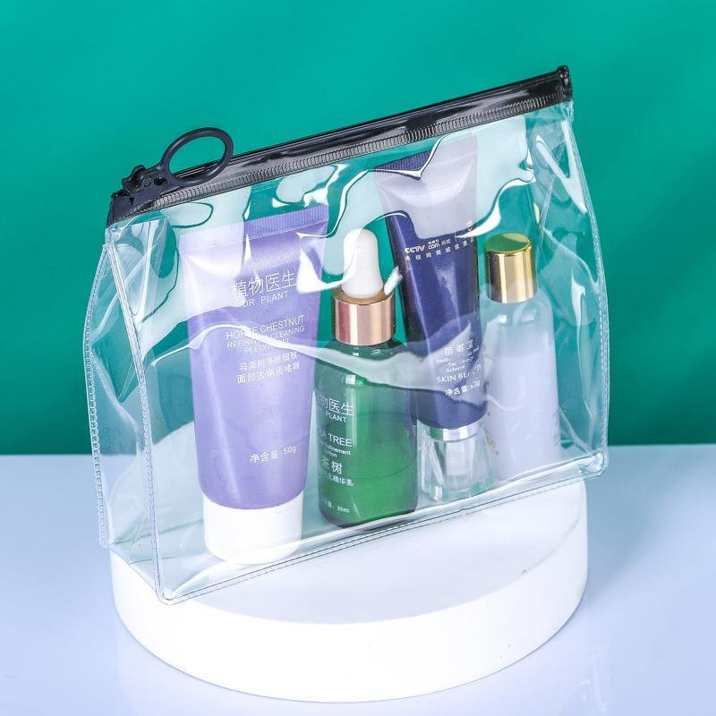 Laser Waterproof Makeup Zip Bag PVC Cosmetic Bag With Plastic Zipper Closure